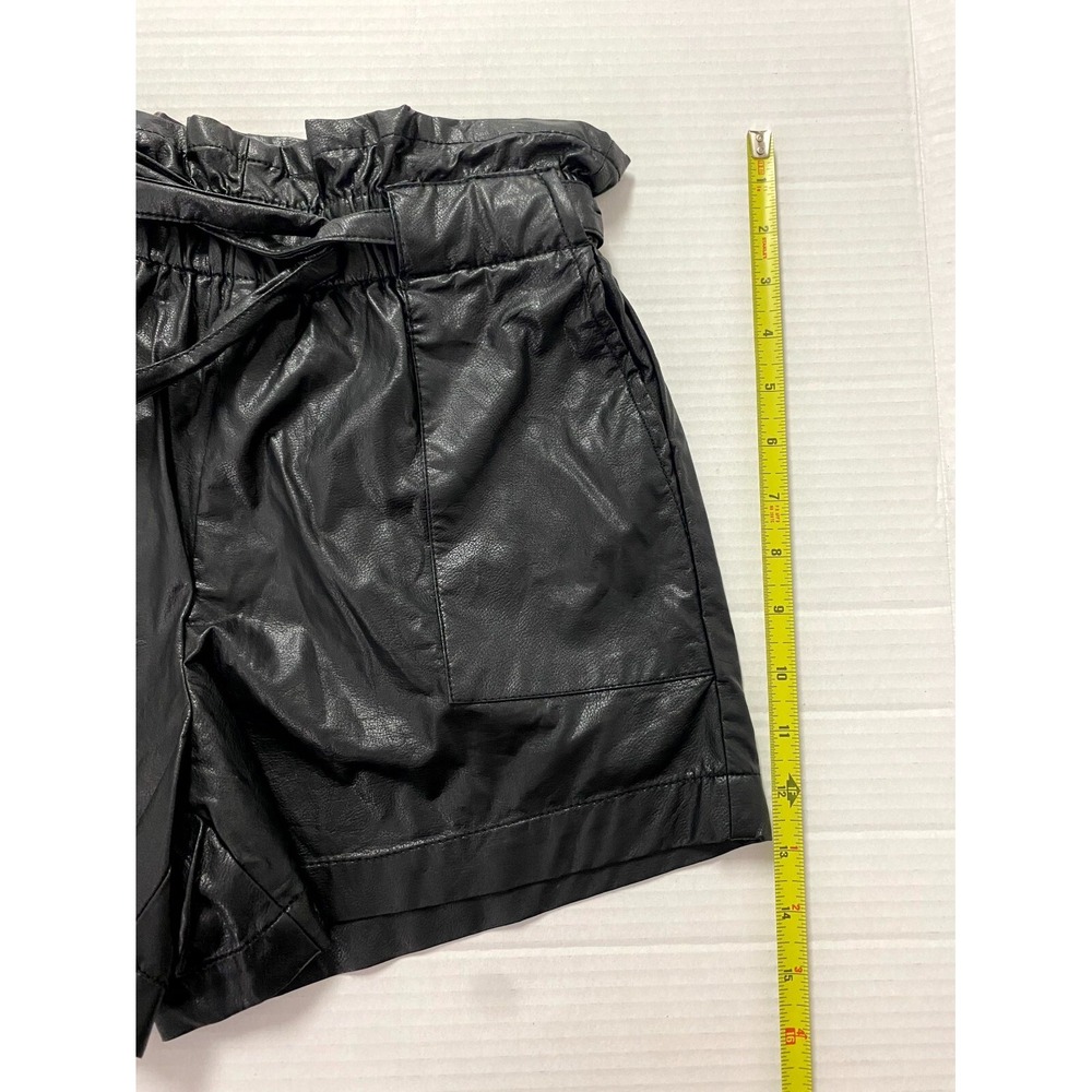 And Now This Women's Black Faux Leather Tie Waist Shorts Streetwear Biker Size 2 - Picture 6 of 8